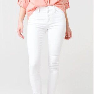 Frame button fly skinny White Denim Jeans 30